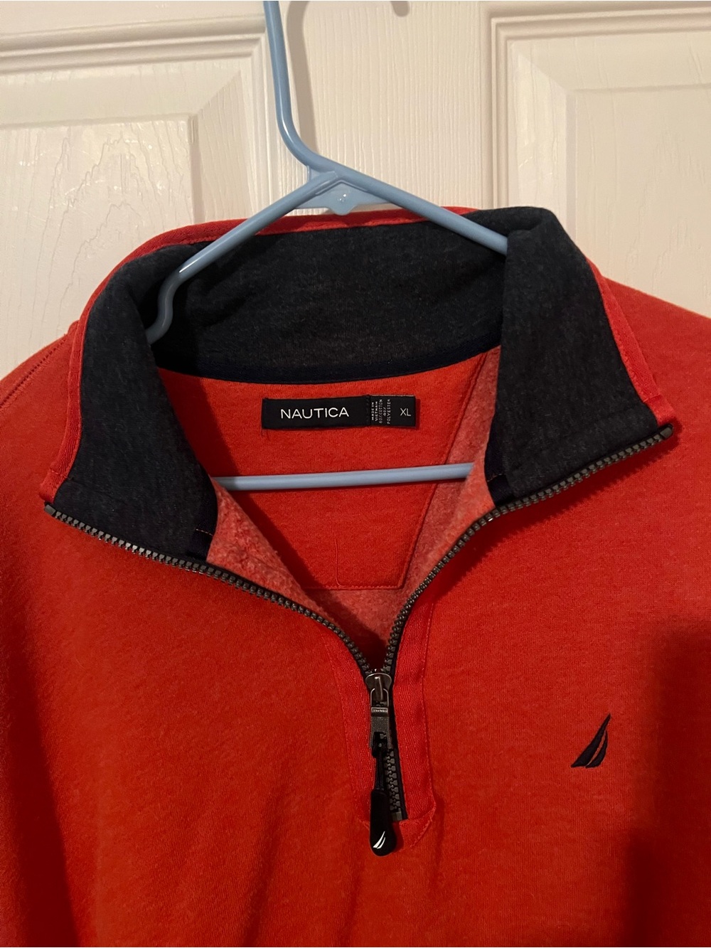 Nautica Rust Orange Quarter-Zip Sweatshirt with Pockets XL - Picture 3 of 5